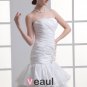 Taffeta Ruffle Flower Strapless Court Train Tiered Mermaid Wedding Dress