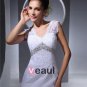 V Neck Beading Applique Floor Length Woman Mermaid Wedding Dress