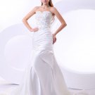 Beading Satin Ruffles Sweetheart Cathedral Train Mermaid Wedding Dresses