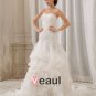 Stylish Slim Embroidery Ruffle Floor Length Strapless Organza Stain Mermaid Wedding Dress
