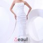Taffeta Pleat Chapel Train Mermaid Wedding Dress