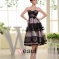 Thigh Length Sweetheart Neckline Pleat Tulle A-Line Woman Little Black Cocktail Dress