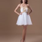 Organza Mini Beading Sweetheart Pleated Women Cocktail Dress
