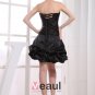 Sweetheart Neckline Thigh Length Sleeveless Beading Pleated Taffeta Woman Little Black Cocktail Dres