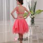 Shouder Straps Sleeveless Belt Beading Knee Length Organza Silk Elastic Silk Like Satin Woman Prom C