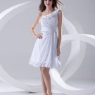 Sleeveless Sloping Neckline Thigh Length Pleated Beading Chiffon Woman Little Black Cocktail Dress