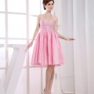 Chiffon Silk Beading Sweetheart Sleeveless Backless Zipper Knee Length Pleated Cocktail Dress