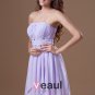 Chiffon Ruffle Beading Strapless Pleated Asymmetrical Length High Low Women Cocktail Dress