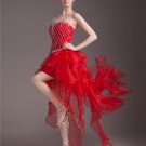 Beautiful Beading Sweetheart Asymmetric Satin Organza High Low Cocktail Dress