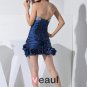 Stylish Taffeta Silk Sweetheart Beading Sleeveless Backless Mini Ruffle Cocktail Dress