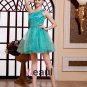 Satin Tulle Beading Applique One Shoulder Thigh Length Cocktail Dress