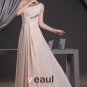 Fashion Chiffon Charmeuse Silk Beaded Pleated One Shoulder Court Train Sleeveless Women Evening Dres