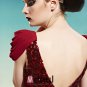 V Neck Sequin Ruffle Cowl Sleeve Zipper Empire Floor Length Chiffon Woman Evening Dress