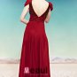 V Neck Sequin Ruffle Cowl Sleeve Zipper Empire Floor Length Chiffon Woman Evening Dress