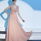 Capped Sleeve V Neckline Floor Length Beading Tassels Chiffon Women Evening Dress