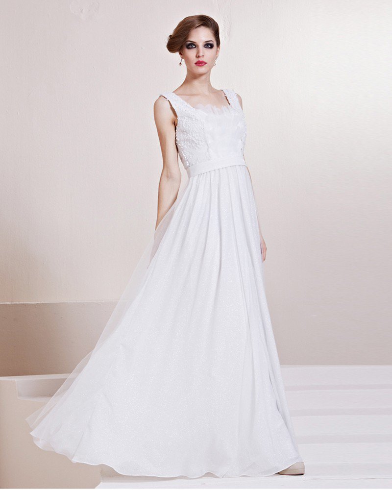 Fashion Charmeuse Shoulder Straps Floor Length Evening Dress