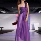 Sexy Ruffle Beaded Chiffon One Shoulder Floor Length Evening Dresses