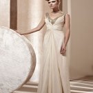 Gorgeous V Neck Ruffle Beaded Sleeveless Floor Length Evening Dresses