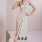 Elastic Silk Like Satin Charmeuse Gauze Sequins Ruffle Jewel Sleeveless Floor Length Pleated Evening