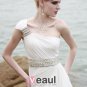 Charmeuse Silk Beading Pleated One Shoulder Floor Length Evening Dresses