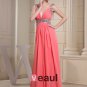 Fashion Chiffon Charmeuse Silk Paillette Straps Floor Length Sleeveless Women Evening Dress
