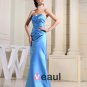 Strapless Sleeveless Zipper Pleated Floor Length Charmeuse Silk Woman Evening Dresses