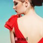 V Neck Beading Ruffle Petal Sleeve Zipper Empire Floor Length Charmeuse Woman Evening Dress