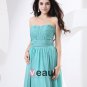 Bule Chiffon Strapless Ruffle Floor Length Evening Dresses