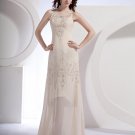 Chiffon Satin Beading Shoulder Straps Floor Length Evening Dresses