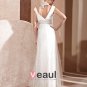 Charmeuse Sequined Tulle Beading Lace V-Neck Floor-Length Evening Dresses