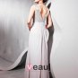 Beading Silk Tulle Charmeuse V Neck Floor Length Evening Dresses