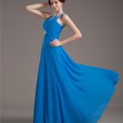 One Shening Dressesoulder Chiffon Pleated Beading Floor Length Plus Size Evening Dresses
