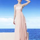 Strapless One Shoulder Beading One Side Zipper Sleeveless Floor Length Tencel Woman Evening Dresses
