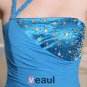Fashion Chiffon Charmeuse Silk Beaded Halter Court Train Sleeveless Women Evening Dress