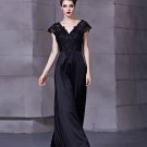 Elastic Silk Like Satin Charmeuse Satin Lace Sequins V Neck Sleeveless Backless Floor Length Pleated