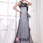 Charmeuse Silk V Neck Sleeveless Zipper Flower Floor Length Woman Evening Dress