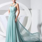Chiffon Silk Pleated Halter Neck Floor Length Celebrity Dress