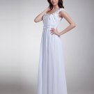 Off Shoulder Beading Pleated Floor Length Chiffon Evening Dress