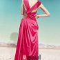 V Neck Beading Sleeveless Back Crossed Belt Floor Length Charmeuse Woman Evening Dress