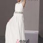 Slim Halter Floor Length Beading Chiffon Charmeuse Evening Dress