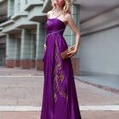 Satin Pleated Beading Halter Floor Length Evening Dresses
