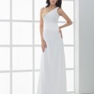 Chiffon Applique Beads One Shoulder Floor Length Prom Dress