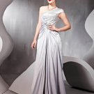 Beaded Pleated Sequin Tulle Imitated Silk Charmeuse One Shoulder Floor Length Evening Dresses