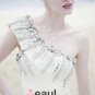 Charmeuse Silk Beading One Shoulder Ankle Length Evening Dresses