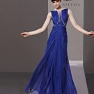 Bateau Pleated Beading Floor Length Tencel Woman Evening Dress