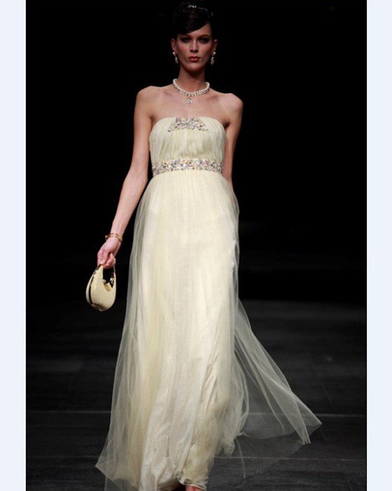 Sexy Strapless Floor-length Fabric Evening Dress