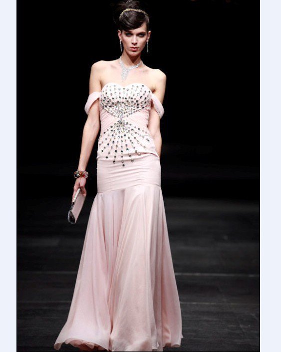 Off-The-Shoulder Floor-length Composite Filament Evening Dress