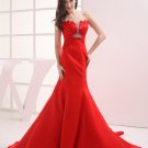 Fashion Satin Pleated Beading Strapless Floor Length Evening Dress