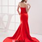 Fashion Satin Pleated Beading Strapless Floor Length Evening Dress