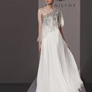 Fashion Sloping Floor Length Beading Chiffon Evening Dress
